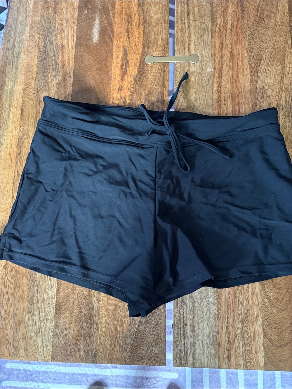 NWOT Black Women's Swim Boyshorts with Drawstring Waist